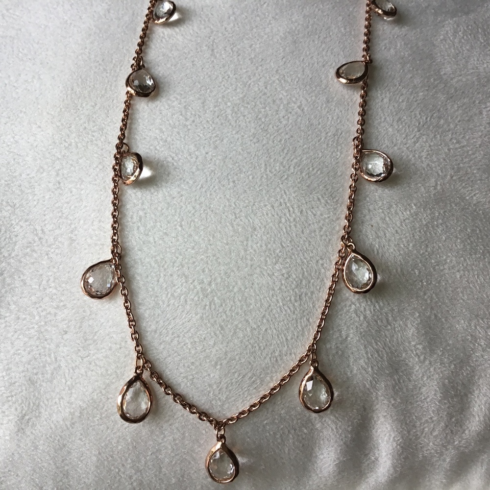 Ippolita Rose Gold Crystal Drops Long Necklace